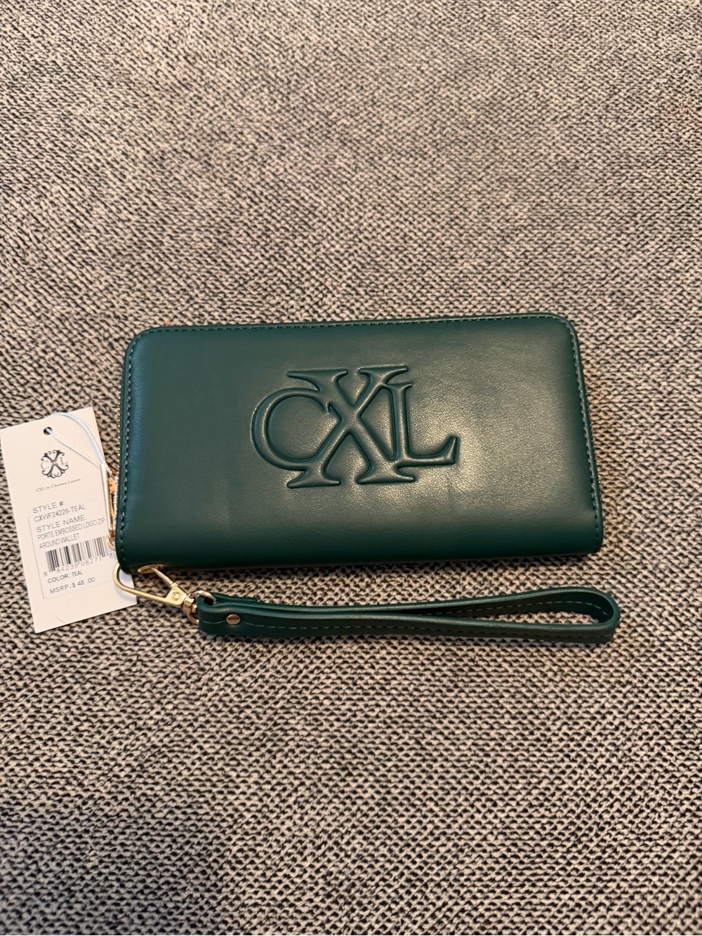 NWT CXL by Christian Lacroix Teal Zip Around Wristlet Wallet